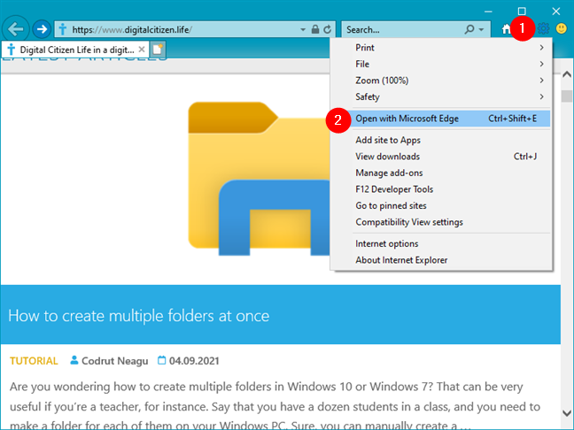 Hoe Microsoft Edge te openen vanuit Internet Explorer