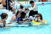 JJ playing drums in the pool!