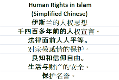 Human Rights in Islam Chinese 伊斯兰的人权思想 Yīsīlán de rénquán sīxiǎng