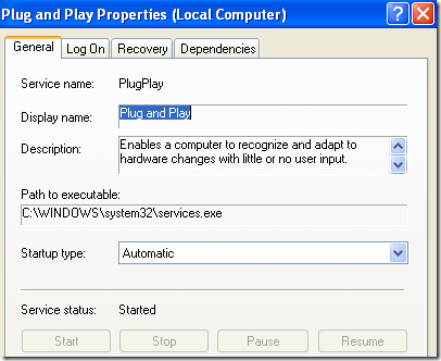 plug en play windows-service