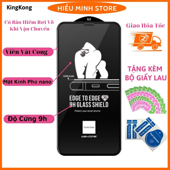 Kính Cường Lực Cho Iphone King Kong Full Màn 6Plus/7Plus/8Plus/X/Xs/Xs Max/11/12 Pro/11 Promax / Ip12 Promax/ 13 Promax