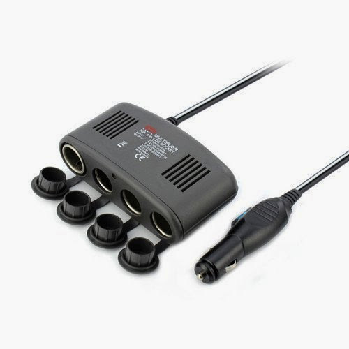  EZOPower 4-in-1 Car Charger - 4 Port 12V DC Auto Socket Duplicator Plus USB Port