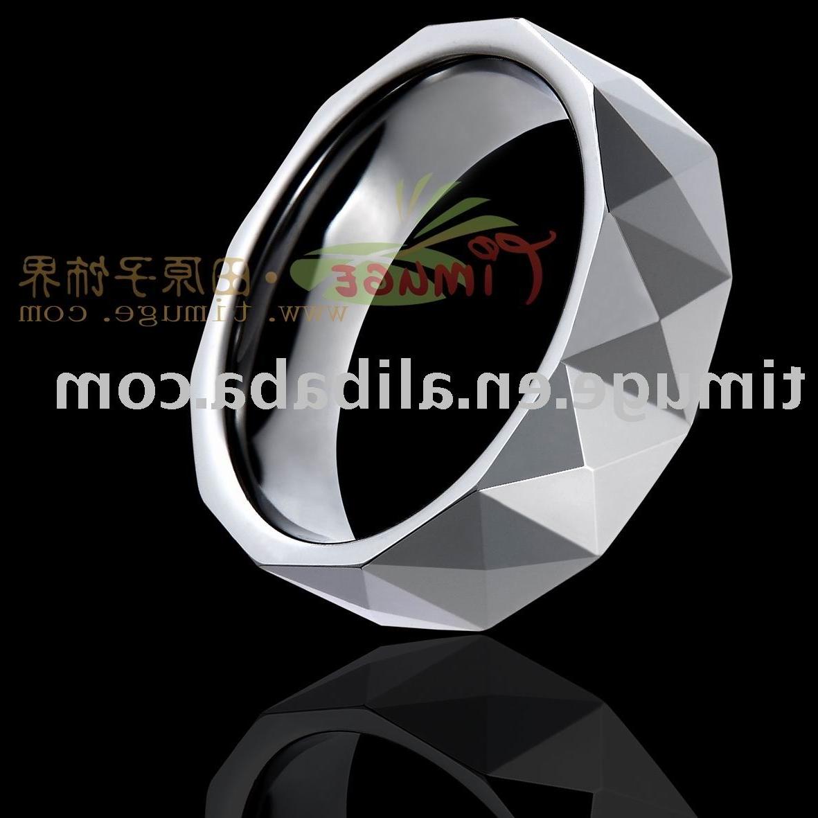 Shiny Tungsten Rings, High Polish Fingle Ring,Faceted Wedding Jewelry