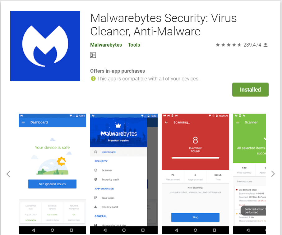 MalwareBytes |  최고의 애드웨어 제거 앱