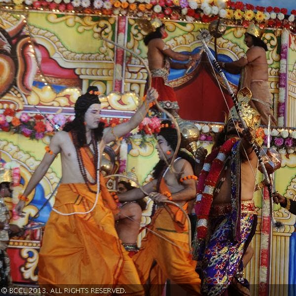 The war sequence during the Ramlila during the Dusshera celebration of Lav-Kush Ramlila Committee, held at Red Fort, New Delhi, on October 13, 2013.