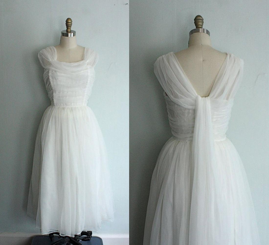 vintage Dream Girl 1950s chiffon wedding dress  M - L  . From AnatomyVintage