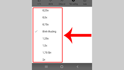 Lựa chọn tốc độ phát video để xem YouTube nhanh, chậm theo ý muốn