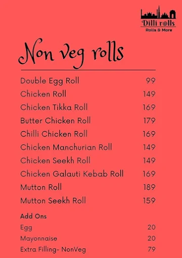 Dilli Rolls menu 