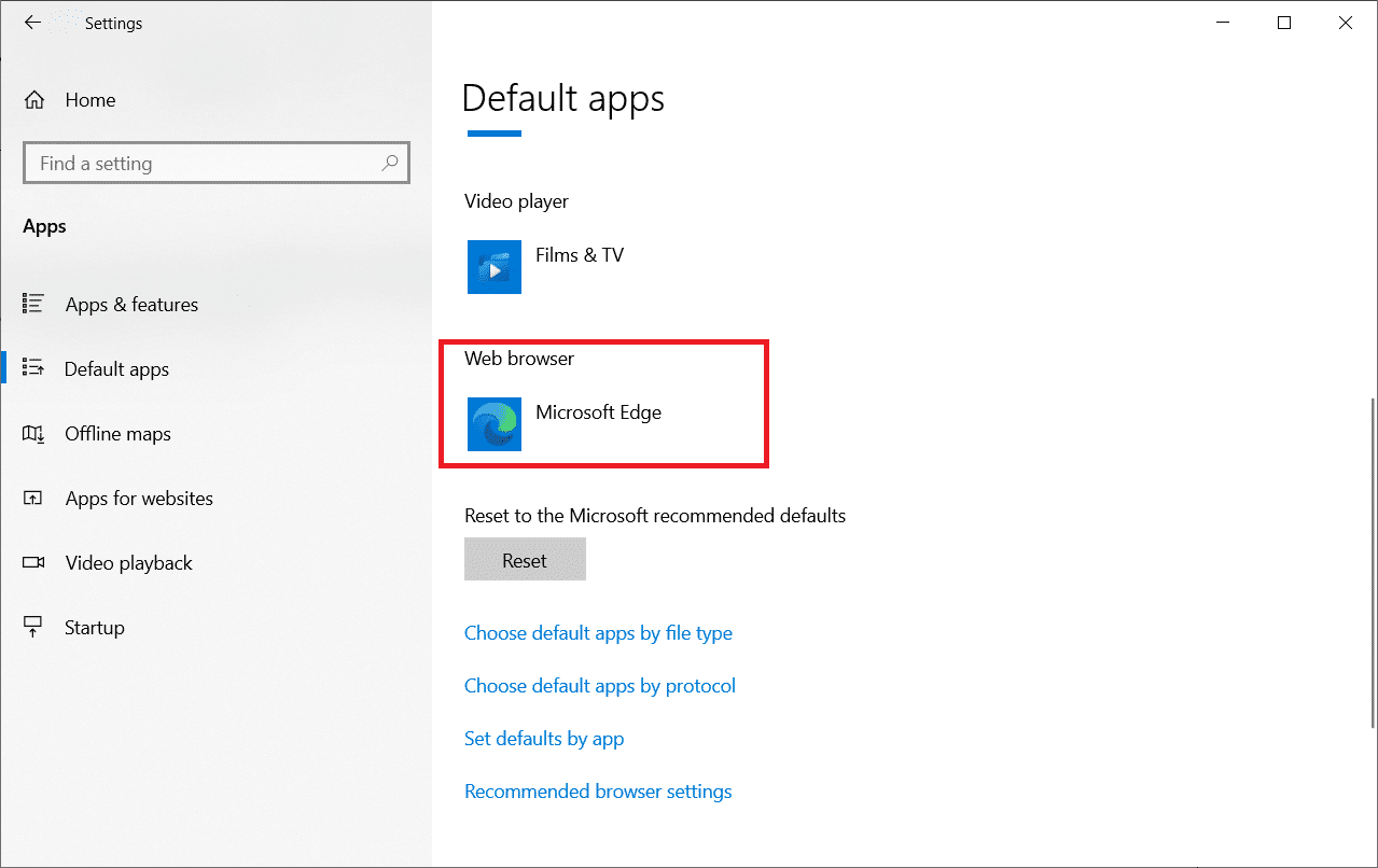 En la ventana Configuración, haga clic en el nombre del navegador, diga Microsoft Edge en el menú del navegador web