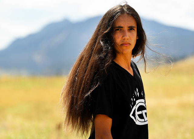 Xiuhtezcatl Martinez, pictured in the foothills of north Boulder, Colorado, on 11 August 2016, is one of the young plaintiffs in the climate case. Photo: Helen H. Richardson / The Denver Post / Getty Images