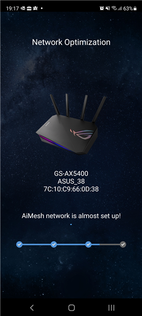 ASUS 라우터가 AiMesh에 추가될 때까지 기다립니다.