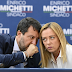 Salvini-Meloni, un abbraccio a Roma