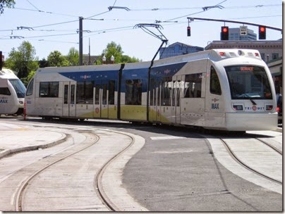 IMG_6068 TriMet MAX Type 4 Siemens S70 LRV #408 at Union Station in Portland, Oregon on May 9, 2009