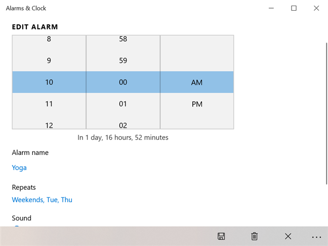 แก้ไขการเตือนของคุณใน Alarms &  นาฬิกา