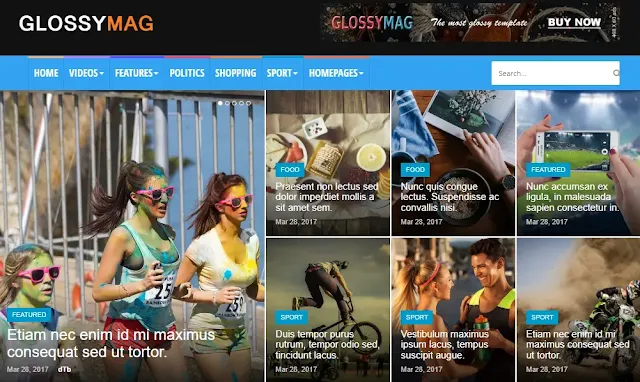 Mẫu Blogger Glossy Mag 7 Full Slider Free