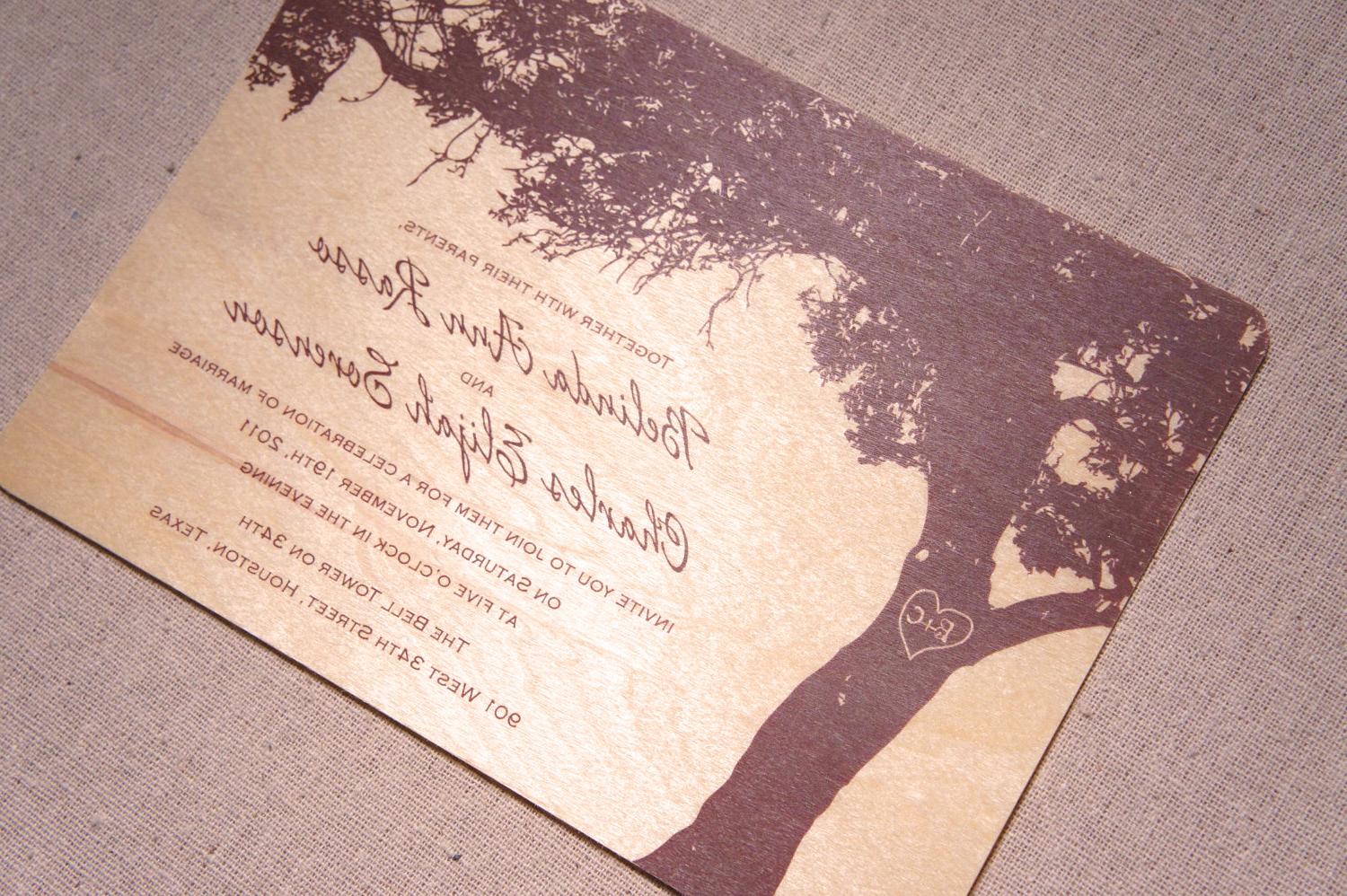 Real Wood Wedding Invitations - Oak Tree Silhouette. From woodchickstudios