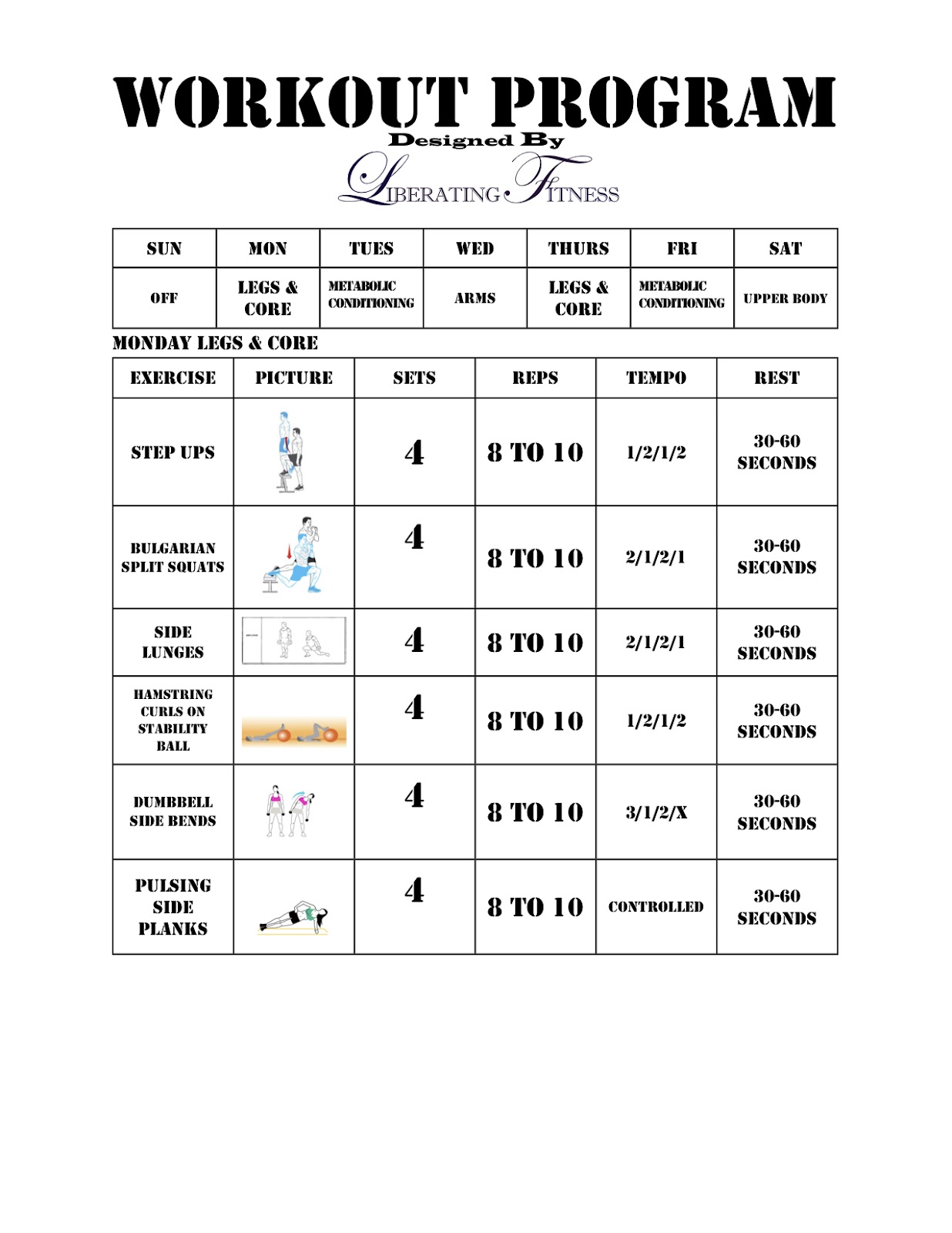 Personal Training Program Design Templates Prntbl