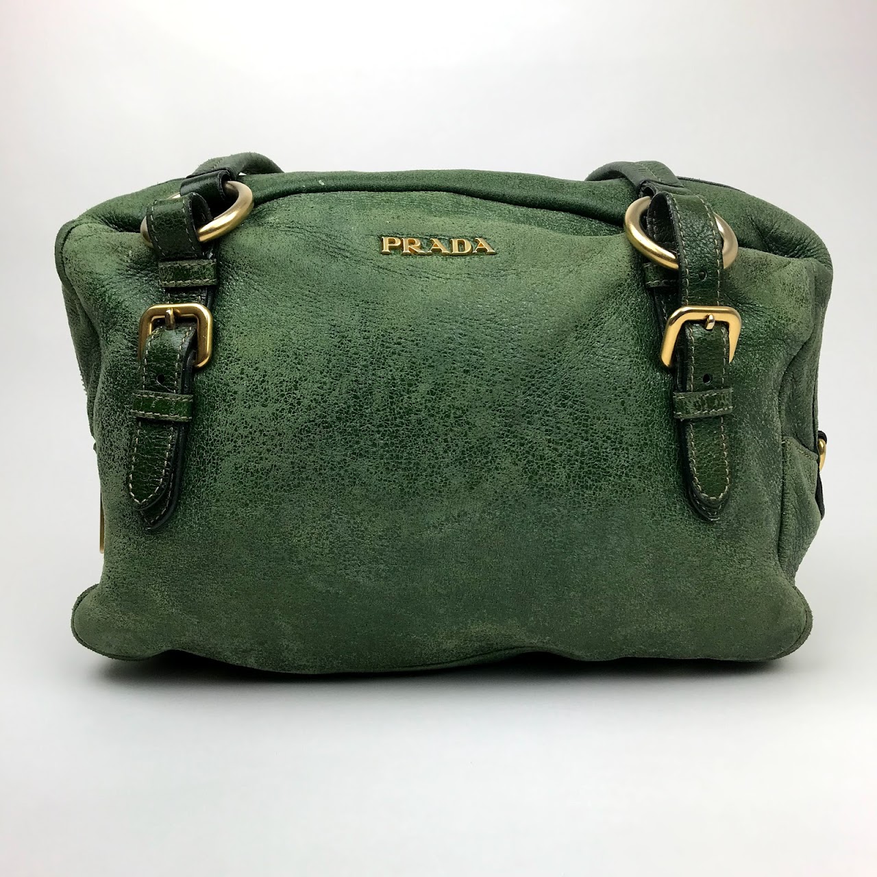 Prada Green Leather Shoulder Bag