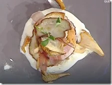 Torretta di porcini e speck con crema di taleggio