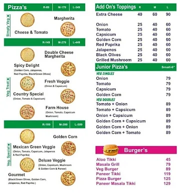 La Pizziolo's Pizza menu 