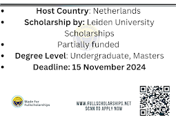 Study in Netherlands - Applications are now open for The Leiden University Scholarships in Netherlands 2024-25