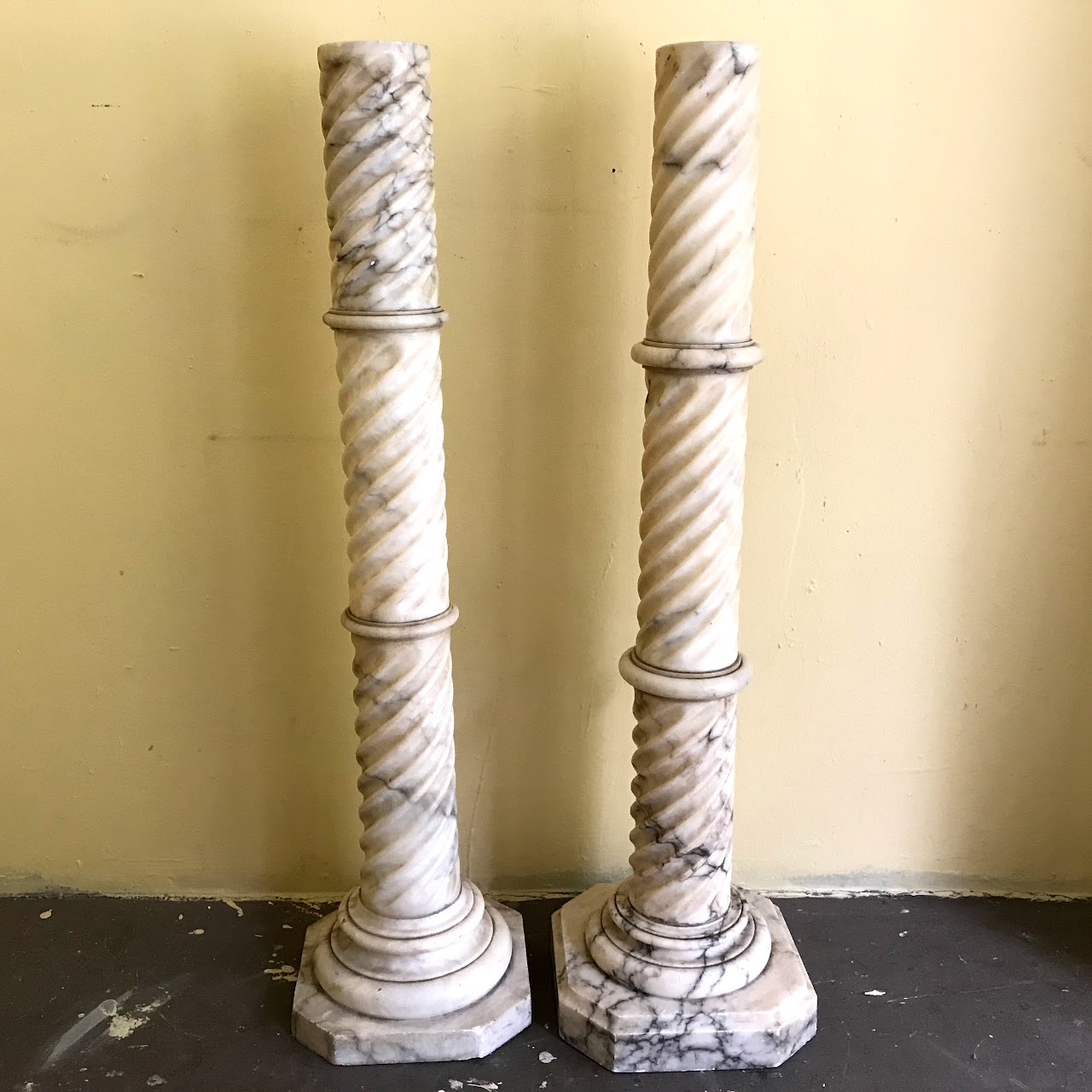 Pair of Marble Floor Candlesticks