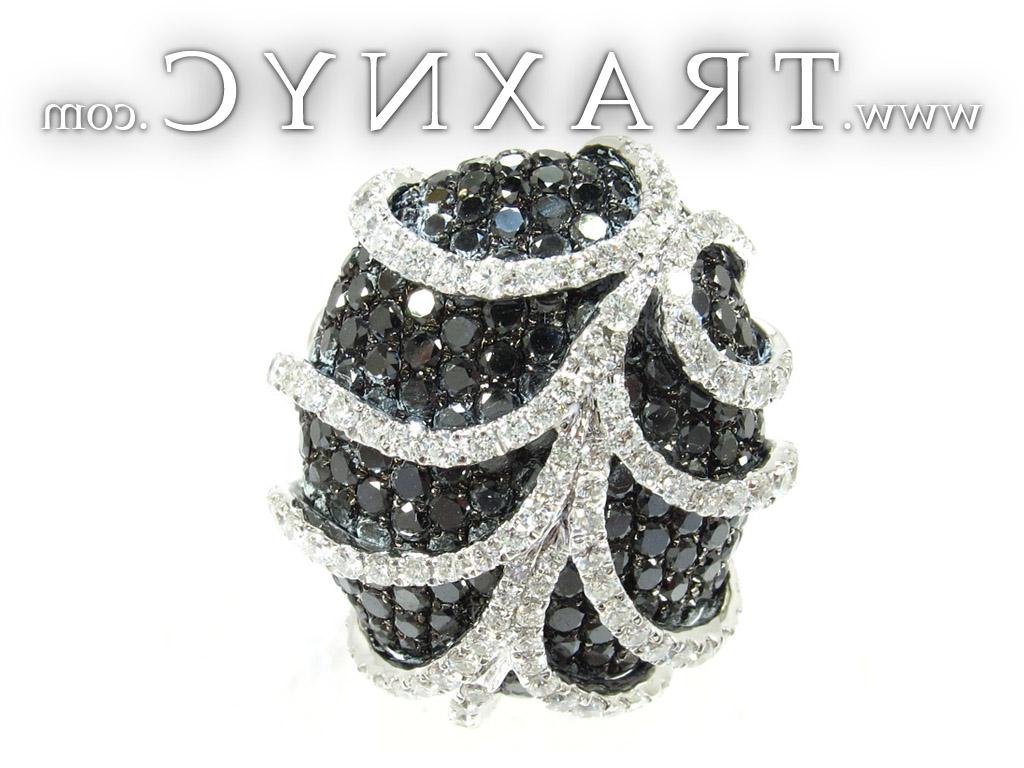 Full Size Picture for 18K Gold Black and White Diamond Fashion Ring 25537