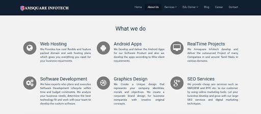 AMSQUARE INFOTECH IT SOLUTIONS | IT TRAINING, # 23/13, 1st Floor, Megala Building,, Big Sowrastra Street , Woraiyur Trichy, Tiruchirappalli, Tamil Nadu 620003, India, Software_Company, state TN