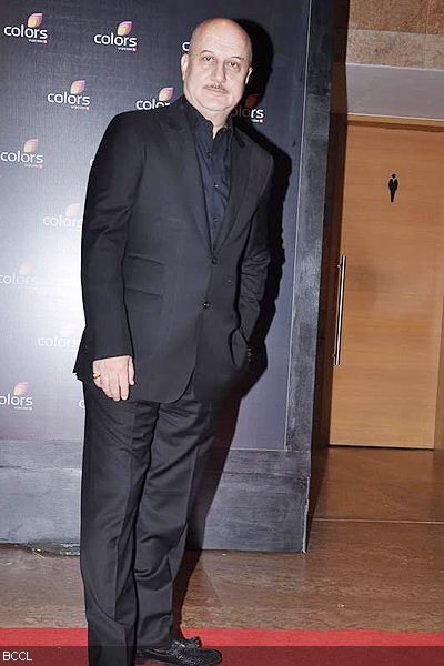 Veteran actor Anupam Kher during a TV channel's anniversary bash, held at Grand Hyatt in Mumbai on February 2, 2013. (Pic: Viral Bhayani)