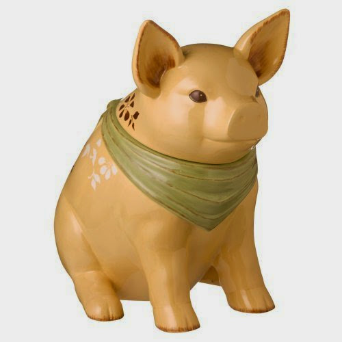  Grasslands Road Ceramic Spring Meadow Pig Cookie Jar, 11-Inch