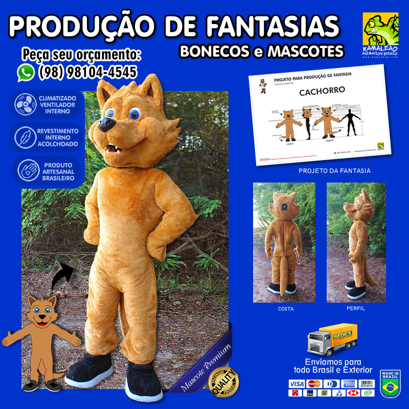 Produção de Fantasia de Mascote Cachorro Lobo coiote