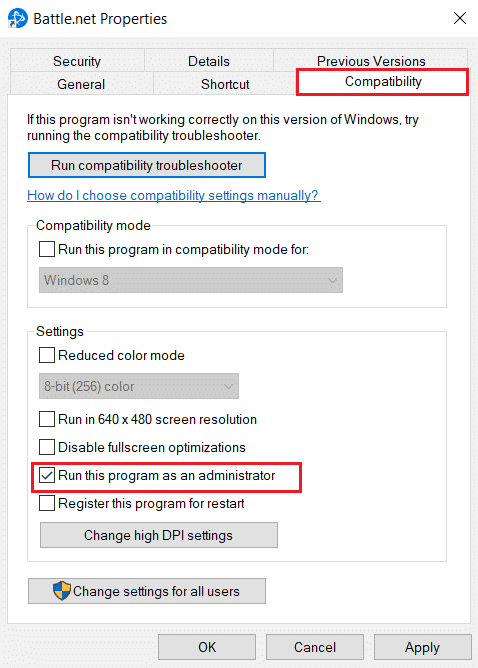 Voer dit programma uit als een beheerdersoptie.  Fix Battle.net in afwachting van een ander installatie- of updateprobleem