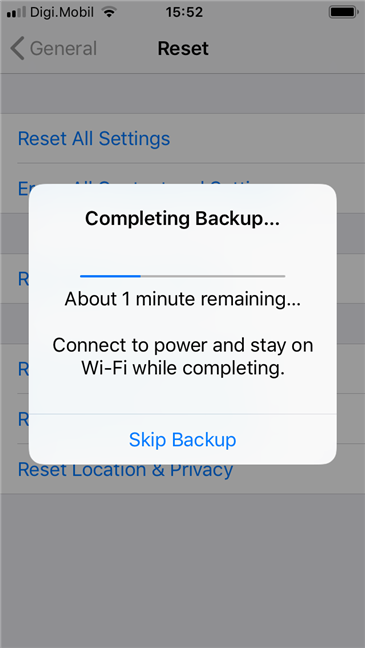 iPhone esegue il backup delle impostazioni e dei dati