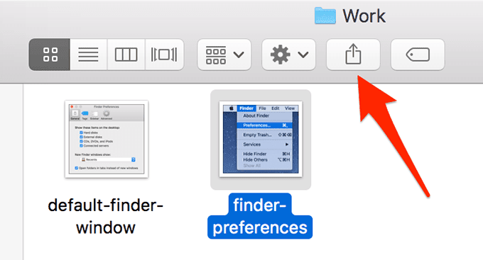 Botón Compartir en Finder indicado