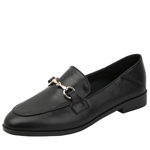 Title 5, Womens Small Black Leather Flat Shoes All Matc...