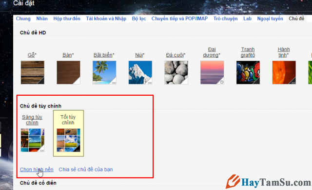 Đổi ảnh nền gmail