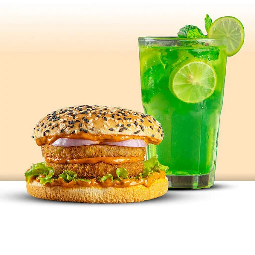 Bigg Club Veg Burger + Lime N Mint Mojito