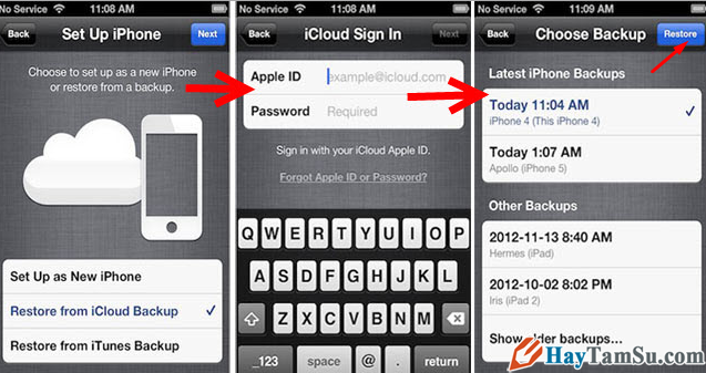 Tiến hành khôi phục dữ liệu từ iCloud cho iPhone