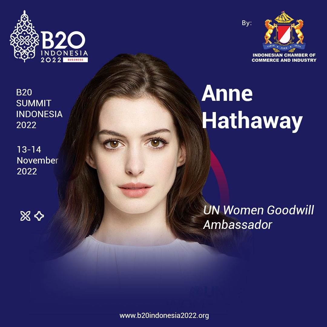 Hollywood Actress, Anne Hathaway, Comes to Bali, Indonesia, Becomes the Top  Speaker of B20