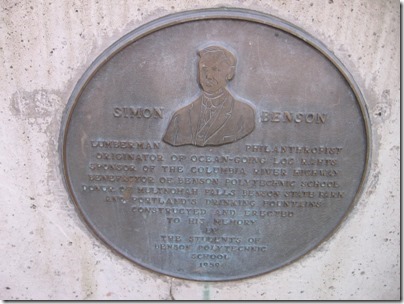 IMG_2099 Simon Benson Memorial Plaque in Portland, Oregon on February 15, 2010