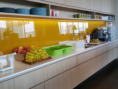 The expansive pantry had a mound of fresh fruit in one corner.