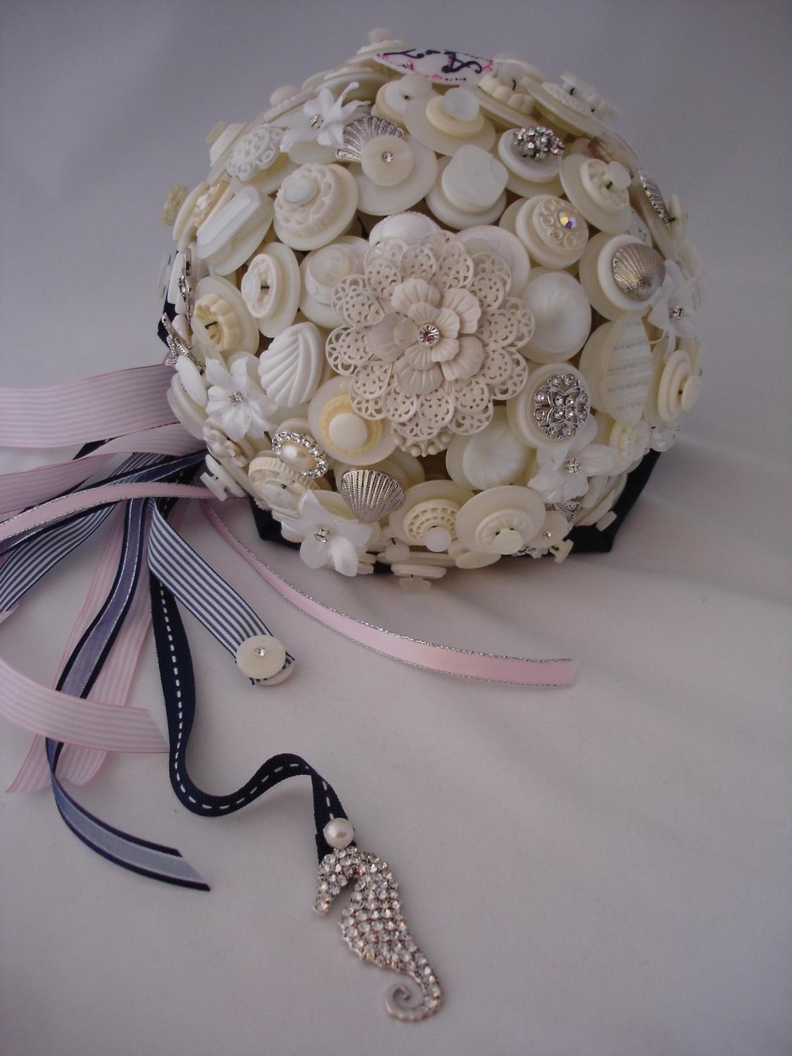 The Beach Wedding Button Bouquet and Boutonniere. From LillybudsBouquets