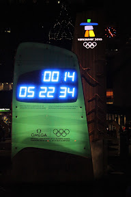 The Olympic countdown clock, counting up