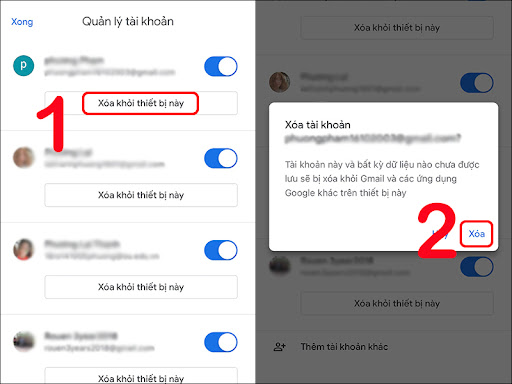 Xóa tài khoản Google khỏi Gmail