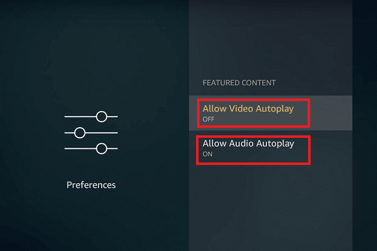 อนุญาตการเล่นเสียงอัตโนมัติและอนุญาตการเล่นวิดีโออัตโนมัติ Firestick