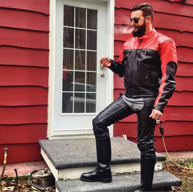 Looks Like Leather: Black and Red Leather Jacket