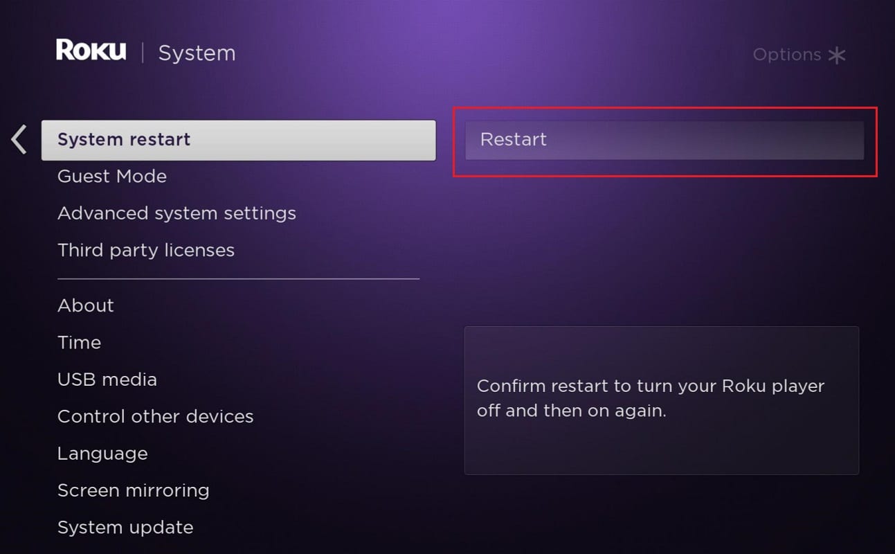 รีสตาร์ท Roku  แก้ไข Hulu Error Code P-dev302