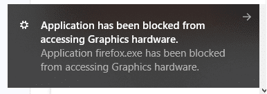 Se ha bloqueado el acceso de la aplicación al hardware de gráficos