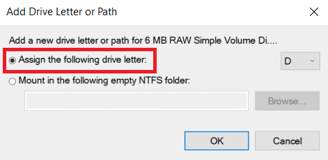 คลิกที่ตัวเลือกกำหนดอักษรระบุไดรฟ์ต่อไปนี้  วิธีแก้ไข WD My Passport Ultra ตรวจไม่พบบน Windows 10