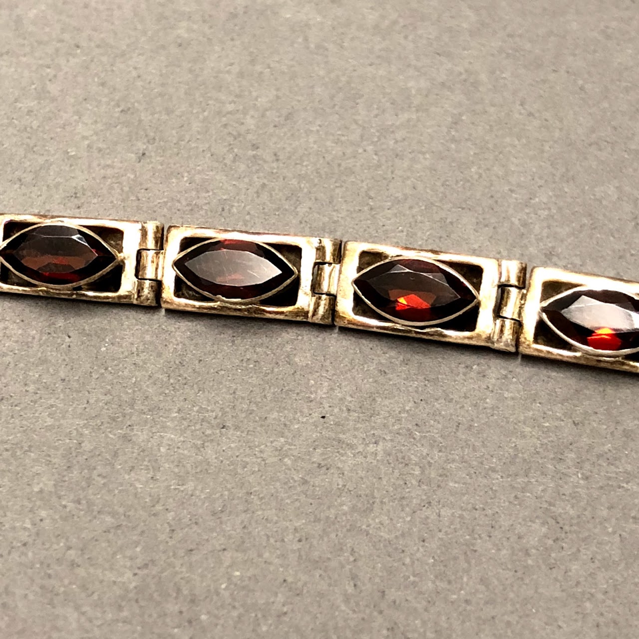 Sterling Silver & Garnet Bracelet & Earring Set